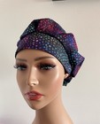 Surgical Scrub Cap  Nurses Hat  Bouffant  Navy  Dots