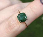 Beautiful Cushion Cut Emerald Ring 925 Silver Handmade Vintage Gold Dainty Ring