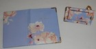 Passport Cover   Luggage Tag Set Blue Pink Floral Gold Trim By Eccolo Ltd