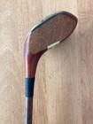 Antique Hickory Wood Shaft Uk Made Ascot Spoon Ivorine Stripetop Inset Golf Club