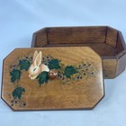 Vintage Wood Hand Painted Bunny Rabbit Keepsake Trinket Jewelry Box 8 