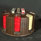 Vintage Bakelite Catalin Poker Chip Set Caddy Carousel 2 Decks Cards Stardust