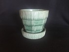 Vintage Mccoy Pottery Flower Pot Planter Green 6    Basket Weave Pattern