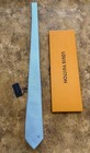 Authentic Louis Vuitton 100  Silk Micro Damier Tie Silver Blue Nwt