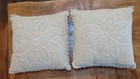 2 Vintage Crochet Lace Throw Pillows 13    Handmade Washable Grannycore 