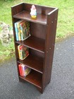 Antique Oak Bookcase  Arts   Crafts Period  Unusual Tapered Design