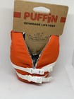 Puffin Drinkwear Orange Life Jacket Drink Can Koozie Holder New Insulated