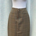 Vintage Telluride Clothing Co  Houndstooth Glen Plaid Brown Pencil Midi Skirt