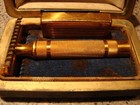 Vintage Gillette Gold Tone Safety Razor W  Case Pat No 1633739  Re Issue 17567