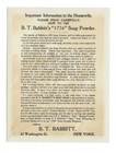 Old Trade Card B  T  Babbitt New York 1776 Soap Powder Soldiers War Drummer Flag
