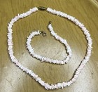 Vtg Puka Shell 16    Necklace 8    Bracelet Surfer Style Beach Hawaiian Light Pink