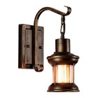 Rustic Vintage Glass Wall Sconce - Industrial Retro Metal Lamp For Home  Bar  Be