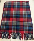 Pendleton Virgin Wool Plaid Black Red Green Blue  Poncho Usa 68  X  56 