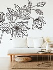 Magnolia  Flowers Large Wall Decal Vinyl Line Art D  cor Abstract Sticker Floral