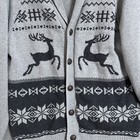 Weatherproof Cardigan L Gray Reindeer Shawl Collar Fair Isle Cozy Winter