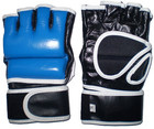 Martial Sports Hybrid Mma Gloves For Grappling sparring In Genuine Leather  Blue
