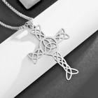 Silver Irish Celtic Trinity Knot Cross Pendant Necklace Chain Jewelry For Men