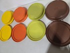 4 Vintage Tupperware Seal N Serve Brown Orange Green Yellow