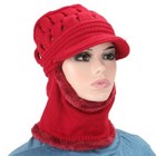 Womens Winter Knit Hat Scarf Warm Skull Neck Cover Set Thick Cuff Beanie Cap Ski
