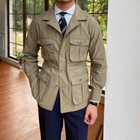 Vintage Men s Safari Jacket Four Pockets Hunting Coats Slim Fit Khaki Beige Plus