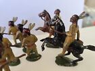 Vintage 11 Tradition Indian Troops Horses Metal Painted Soldiers Figurines 
