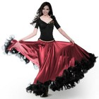 Flamenco Modern Dance Swing Skirt Ruffle Elastic Waist Ballroom Costume Slim New