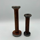 Vintage Wooden Industrial Textile Metal And Wood Mill Bobbin Spool Lot Of 2