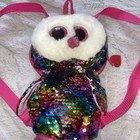 Ty Owen Owl Sequin Fashion Backpack Flippy Color Changing Plush 