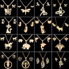 Stainless Steel Gold Plated Earrings Stud Pendant Necklace Jewelry Set Women