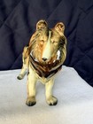 Vintage 1960s Ceramic Rough Collie Lassie Dog Figurine Made In Japan Stamped 98