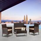 Patio Furniture Set 4 Pcs Outdoor Wicker Rattan Sofa Chair 4 Pieces W   Cushions