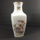 Vintage Rare Hollohaza Hungary Porcelain Vase Flowers Birds 12    Hungarian