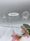 Vintage Dollhouse Metal Garden Table And Chairs Outdoor Furniture Set Vtg White