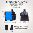 160 Gph  Submersible Powerhead Aquarium Water Pump  12    Sjtw 3-prong Plug 1pc 