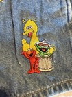 Vtg Y2k Seasame Street Overall Shorts 12m Elmo Big Bird Grover Denim Embroidered