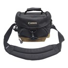 Canon Camera Gadget Bag Black Tan Nylon Shoulder Strap Padded Case