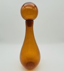 Vintage Mcm Amber Brown Bubble Glass Decanter With Big Stopper  flawless 