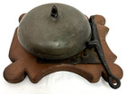 Antique 5 7 8    Mechanical Boxing Ring Brass Bell On Wood Frame Fire Alarm School