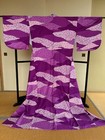 Japanese Kimono Vintage Yukata Rare Authentic Purple Free Shipping 151cm Japan
