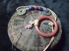Vintage Traditional Chinese Sewing Basket   Lid With Tassel Coins Ships Free