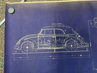 Vintage Vw Beetle Blueprint Volkswagen Bug Poster Cabriolet Convertible Rare
