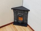 Dollhouse Corner Fireplace With Fire Black Resin 1 12 Scale Miniature Furniture