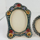 Lot Of 3 Vintage Micro Mosaic Flowers Floral Mini Picture Frames Double   Single