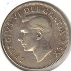 1950 Canadian Silver Kgvi   National Crest 50 Cent Coin 
