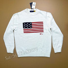 Polo Ralph Lauren American Flag Cotton Sweater White Crewneck Nwt Size M
