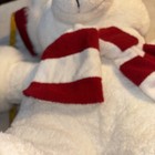 21    Dan Dee White Teddy Christmas Bear Red Santa Hat Mittens Scarf Vtg Plush    04