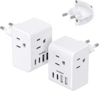2 Pack European Travel Plug Adapter  International Power Plug Adapter With 3    