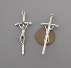 3 Pc  Papal Rosary Crucifix Cross 1 75  Italy Rosaries Part C105 Finish Silver