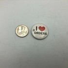 Ge General Electric Advertising Pinback 1-1 4  Button Pin Vintage I Love Orders