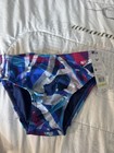 New True Vintage Speedo Swimming Briefs Swim Trunks Size 30 Bright Print Blue